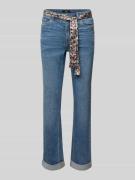 Zero Slim Fit Jeans mit Bindegürtel und Saum mit Aufschlag in Jeansbla...