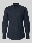 BOSS Slim Fit Businesshemd aus Baumwoll-Mix Modell 'HANK' in Marine, G...