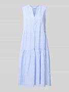 Milano Italy Midikleid mit Eingrifftaschen und Volantsaum in Hellblau,...