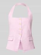 Mango Weste aus Leinen mit Neckholder Modell 'BORELI' in Rosa, Größe L