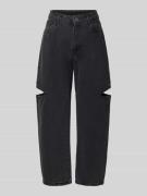 Karo Kauer Wide Leg Jeans mit Cut Out in Anthrazit, Größe L