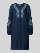 Emily Van den Bergh Knielanges Tunikakleid mit Lochstickerei in Marine...