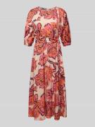 WHITE LABEL Midikleid mit Bindegürtel in Orange, Größe 36