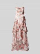 Luxuar Abendkleid mit Spaghettiträger in Apricot, Größe 40