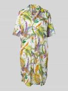 WHITE LABEL Knielanges Kleid mit V-Ausschnitt in Hellgelb, Größe 38