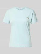 Jake*s Casual T-Shirt mit Motiv-Stitching in Aqua, Größe L