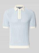 REVIEW Slim Fit Strick-Poloshirt mit Reißverschluss in Offwhite, Größe...