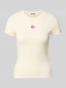 REVIEW Slim Fit T-Shirt mit Motiv-Stitching Modell 'Fruity' in Offwhit...