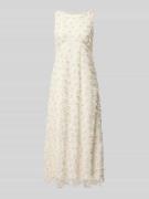 Luisa Cerano Midikleid mit floralem Allover-Besatz in Weiss, Größe 34