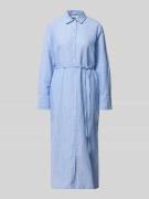 Christian Berg Woman Midikleid aus reinem Leinen in langärmeligem Desi...