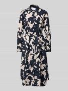 comma Hemdblusenkleid im Allover-Look mit Bindegürtel in Marine, Größe...