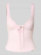 Guess Jeans Slim Fit Top mit Spitzenbesatz in Hellrosa, Größe L