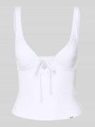 Guess Jeans Slim Fit Top mit Spitzenbesatz in Weiss, Größe L