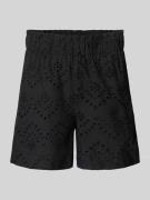 Pieces Loose Fit Bermudas mit Lochstickerei Modell 'VILDE' in Black, G...