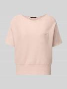 Oui Strickpullover mit U-Boot-Ausschnitt und Brusttasche in Rose, Größ...