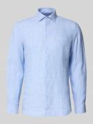 SEIDENSTICKER Slim Fit Business-Hemd aus Leinen mit Kentkragen in Bleu...