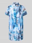 Marc Cain Relaxed Fit Hemdblusenkleid mit Allover-Foto-Print in Hellbl...