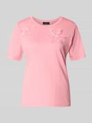 monari Regular Fit T-Shirt mit floralem Zierbesatz in Altrosa, Größe 3...