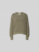 Juvia Relaxed Fit Pullover mit Lochmuster in Oliv, Größe L