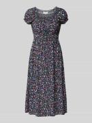 Apricot Midikleid im Allover-Look in Marine, Größe L