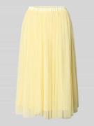 LACE & BEADS Midirock in Falten-Optik in GELB, Größe L