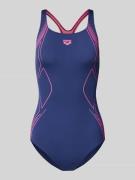 Arena Slim Fit Badeanzug mit Logo-Print in Dunkelblau, Größe 34