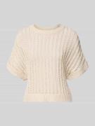 comma Strickpullover mit 1/2-Arm und Rundhalsausschnitt in Sand, Größe...