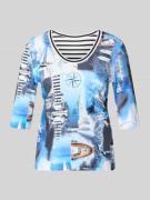 Marc Cain T-Shirt im Allover-Look mit 3/4-Arm in Sky, Größe 34