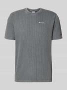 CHAMPION T-Shirt mit Strukturmuster und Label-Stitchings in Anthrazit,...