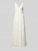 Adrianna Papell Maxikleid mit Perlen und V-Ausschnitt in Offwhite, Grö...