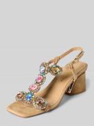 ALMA EN PENA Sandalette mit Ziersteinbesatz und Blockabsatz in Sand, G...