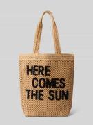 More & More Shopper mit Statement-Schriftzug und Tragehenkeln in Beige...