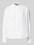 Tommy Hilfiger Oversize Bluse aus reinem Leinen in Weiss, Größe L