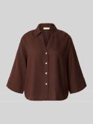 FREE/QUENT Boxy Fit Bluse mit V-Ausschnitt Modell 'Lava' in Dunkelbrau...
