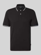 bugatti Regular Fit Poloshirt mit Logo-Stitching in Black, Größe L