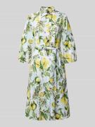 Marc Cain Hemdblusenkleid im Allover-Look mit Bindegürtel in Weiss, Gr...