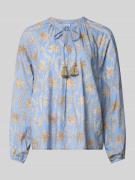 Emily Van den Bergh Bluse mit Tunikakragen und Quasten in Bleu, Größe ...