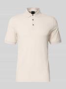 bugatti Slim Fit Poloshirt mit Strukturmuster in Beige, Größe L