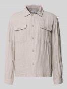 JAKE*S STUDIO MEN Regular Fit Hemdjacke aus Leinen-Baumwoll-Mix in Bei...