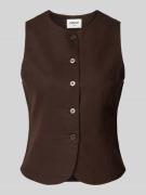 Only Slim Fit Weste aus Viskose-Leinen-Mix Modell 'GOA' in Schoko, Grö...