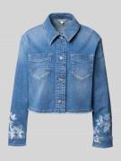 Marc Cain Jeansjacke mit Motiv-Print und Fransensaum in Blau, Größe 34