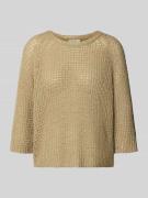 FREE/QUENT Strickshirt mit Rundhalsausschnitt und 3/4-Arm in Beige, Gr...