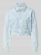 Guess Jeans Cropped Jeansjacke mit Reißverschluss in Hellblau, Größe L