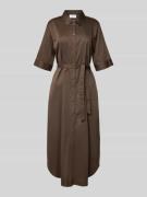 comma Hemdblusenkleid mit Bindegürtel in Dunkelbraun, Größe 38