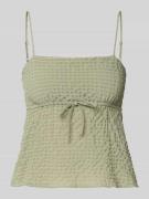 REVIEW Babydoll-Top aus Seersucker mit Schnürung in Schilf, Größe L