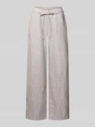 MAC Leinenhose mit Bindegürtel Modell 'Chiara Belt' in Hellgrau Melang...
