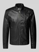 Strellson Lederjacke mit Stehkragen Modell 'PIERCE' in Black, Größe 48