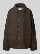 REVIEW Hemdjacke mit Umlegekragen in Dunkelbraun, Größe L