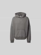 WON HUNDRED Oversized Hoodie mit Logo-Stitching in Mittelgrau, Größe L