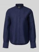 Gant Regular Fit Bluse aus Leinen-Baumwoll-Mix mit Stehkragen in Marin...